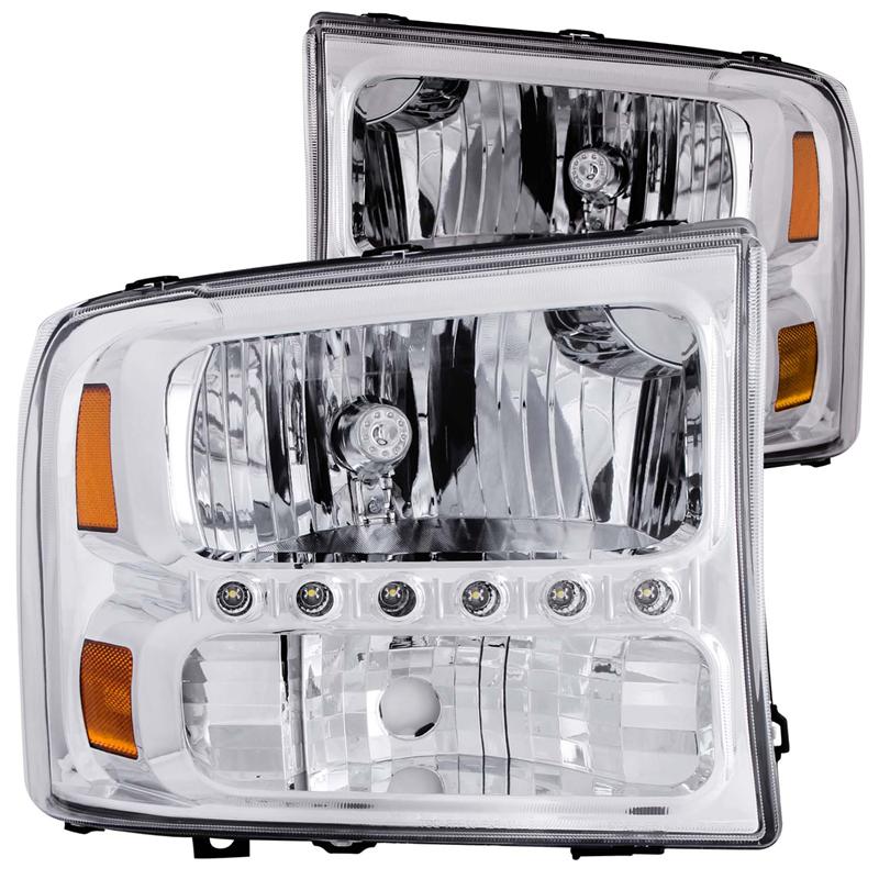 Super Duty 99-04 Anzo Crystal Headlight W|LED Strip (clear)