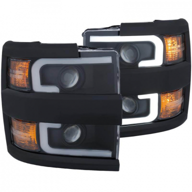 Duramax 15-19 Black Plank Switchback Headlights | Anzo 111364