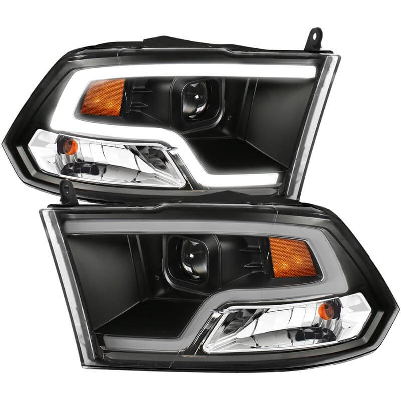 ANZO USA Projector Headlights Plank Style Black w/ Halo | Dodge Ram 1500 (09-18) (111404)