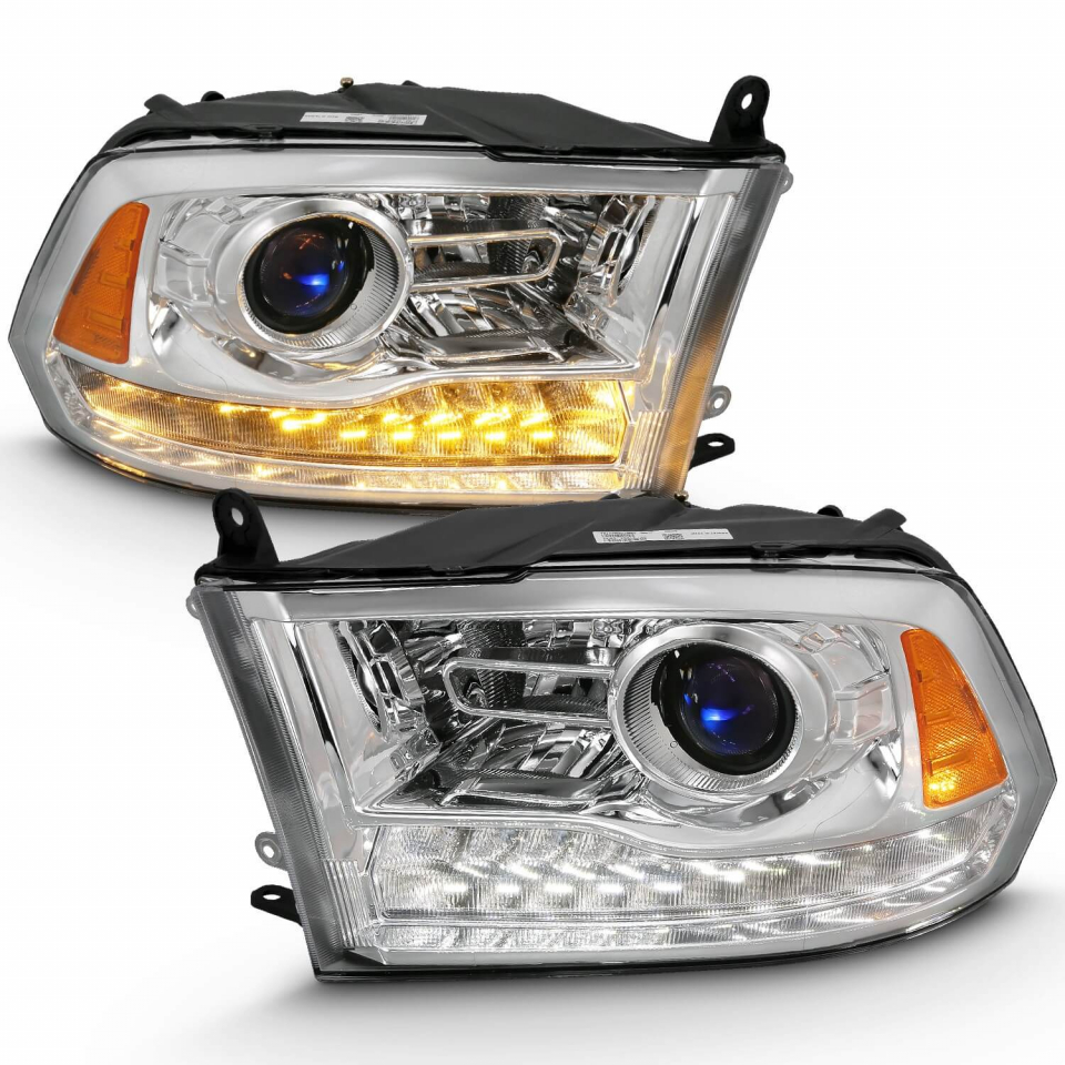 アンモライト Anzo Chrome Plank Style Switchback Projector Headlights - Ram 2010