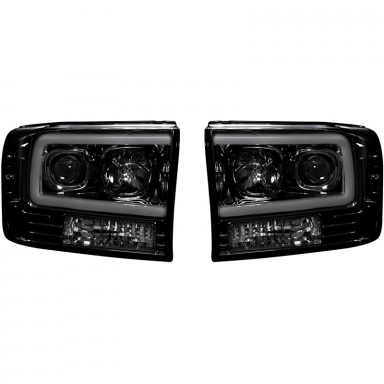 Super Duty 1999-2004 Smoked Projector Headlights With OLED U-Bar Recon 264192BKC