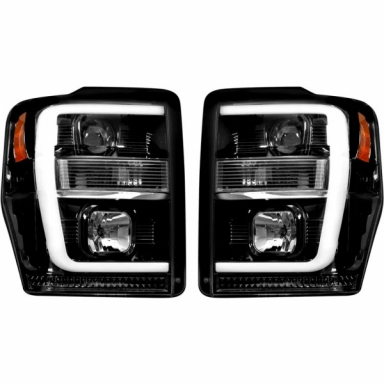 6.4 Powerstroke Smoked Projector Headlights With OLED U-Bar Recon 264196BKC
