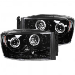 Ram 2006-2009 Smoked Projector Headlights With Halos Recon 264199BKCC