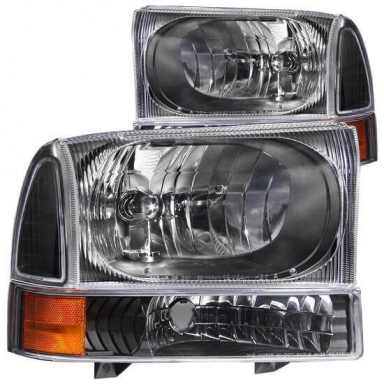 7.3|6.0 Powerstroke Amber Corner Black Head Lights | Anzo 111080