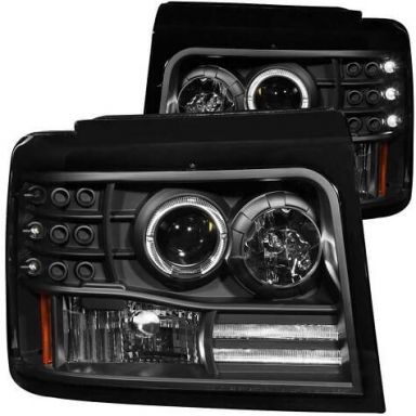 7.3 OBS Powerstroke Black Projector Headlights | Anzo 111184