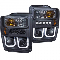 6.4 Powerstroke Black U Bar Projector Headlights | Anzo 111305