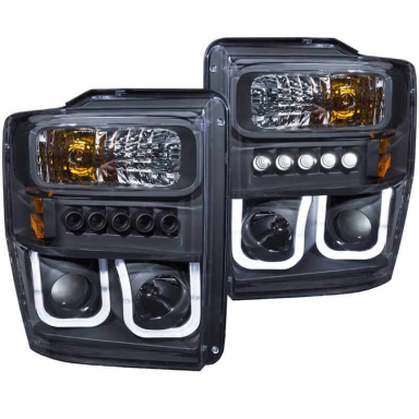 6.4 Powerstroke Black U Bar Projector Headlights | Anzo 111305