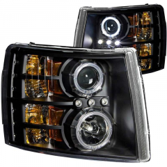 Silverado 2007.5-2014 Black Projector Headlights W/ CCFL Halo | Anzo 111107