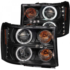 Sierra 2007.5-2014 Black Projector Headlights W/ CCFL Halo | Anzo 111125