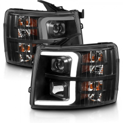 Silverado 2500HD/3500HD 07.5-13 Black Plank Style Design Projector Headlights | Anzo 111480