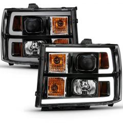 Sierra 2500HD/3500HD 07.5-14 Black Plank Style Design Projector Headlights | Anzo 111482
