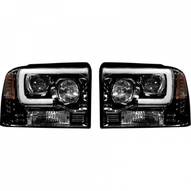 Super Duty 2005-2007 Smoked Projector Headlights With OLED U-Bar Recon 264193BKC