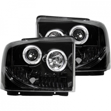 Super Duty 2005-2007 Smoked Projector Headlights With LED Halos Recon 264193BK