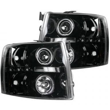Duramax Smoked Projector Headlights With CCFL Halos Recon 264195BKCC