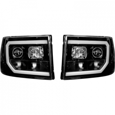 Duramax 2007.5-2014 Smoked Projector Headlights With OLED U-Bar Recon 264271BKC