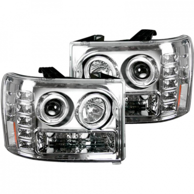 Duramax 07.5-14 Clear Projector Headlights With LED Halos Recon 264271CL