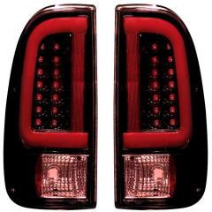 Super Duty 1999-2007 Dark Red Smoked OLED Tail Lights Recon 264292RBK