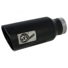 4 Inch Black SS Exhaust Tip Left Side Logo | AFE 49T40602-B15