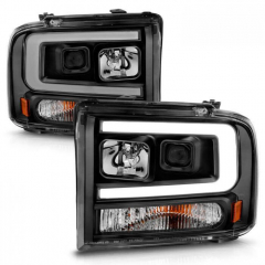 F-Series 2005-2007 Black Plank Style Projector Headlights | Anzo 111551