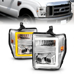6.4 Powerstroke Chrome Plank Style Switchback LED Projector Headlights | Anzo 111587