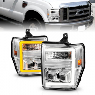 6.4 Powerstroke Chrome Plank Style Switchback LED Projector Headlights | Anzo 111587
