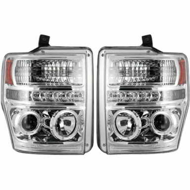 6.4 Powerstroke Clear Projector Headlights With LED Halos Recon 264196CL